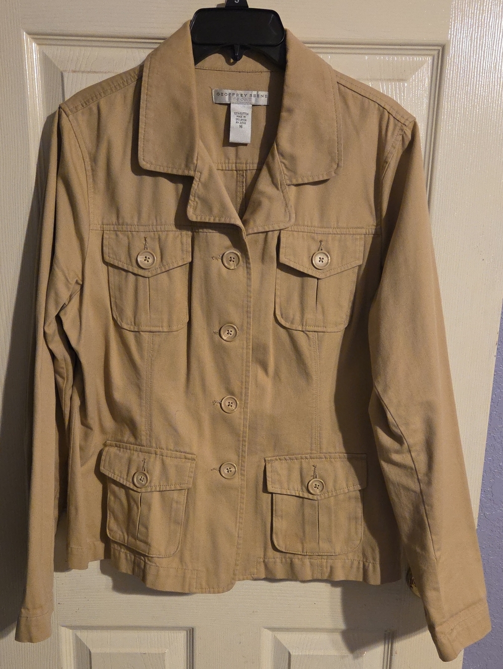 Geoffrey Beene Khaki Button-Front Utility Blazer